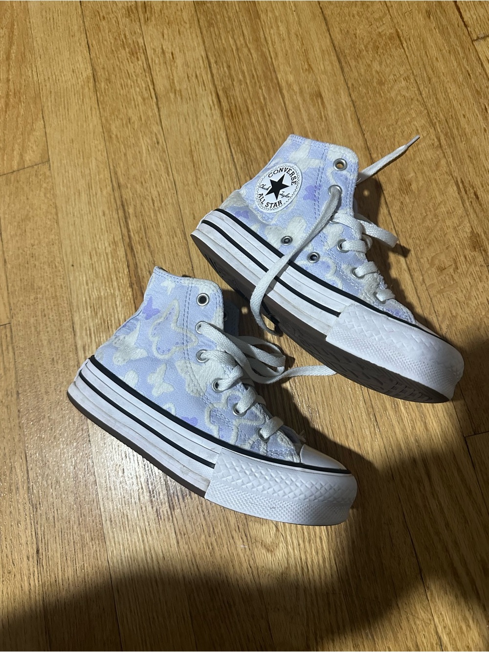 Converse Kids' High Top Sneakers - Light Purple & White Butterfly Print